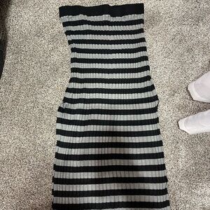 Striped Black and Gray Women's Maxi Skirt